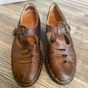 Vintage Dr. Marten Mary Janes Cutout Brown Academia Shoes Size:10